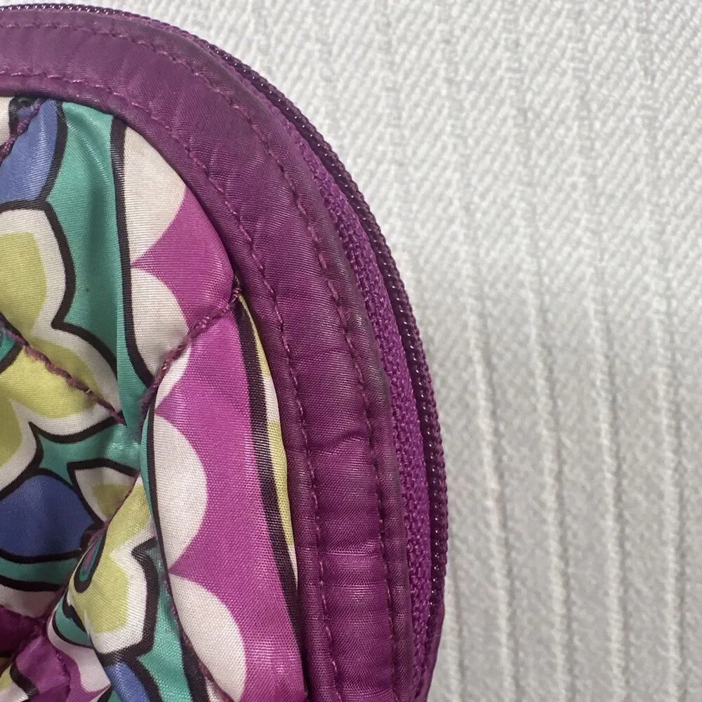 Vera Bradley Floral Coin Purse Zip Pouch Quilted Purple Multicolor Wallet - Picture 16 of 16